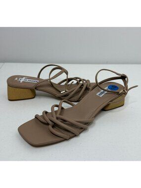 Steve Madden Nude Strappy Block Heel Sandals Size 10